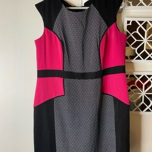 Asymmetrical blank white and pink dress